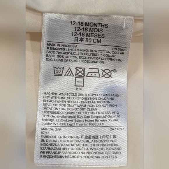 NWT...Baby Gap soft faux fur collared sleeveless corduroy dress (18-24 months) - Picture 11 of 11